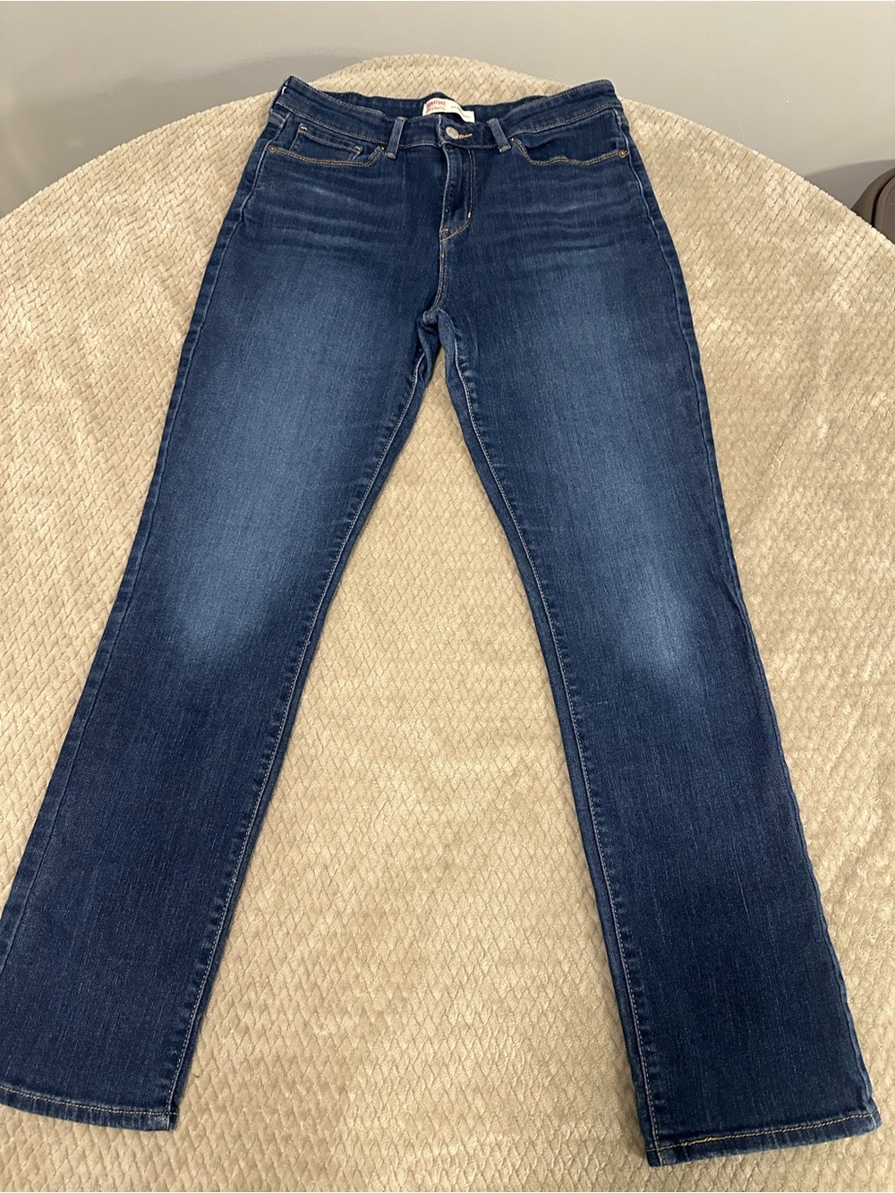 Signature by Levi Strauss Dark Blue Straight-Leg Jeans